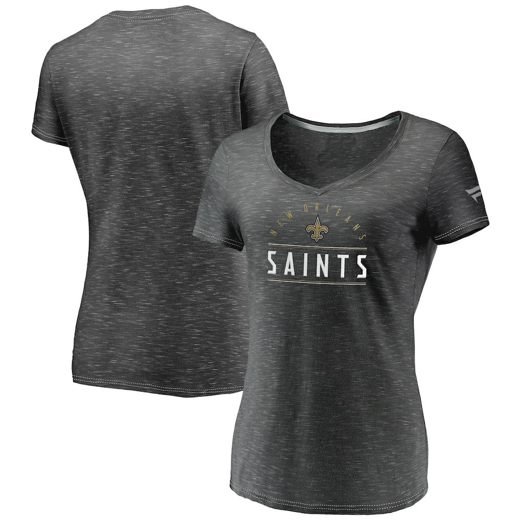 Women's League Leader Space Dye V-Neck T-Shirt - New Orleans Saints T-shirts