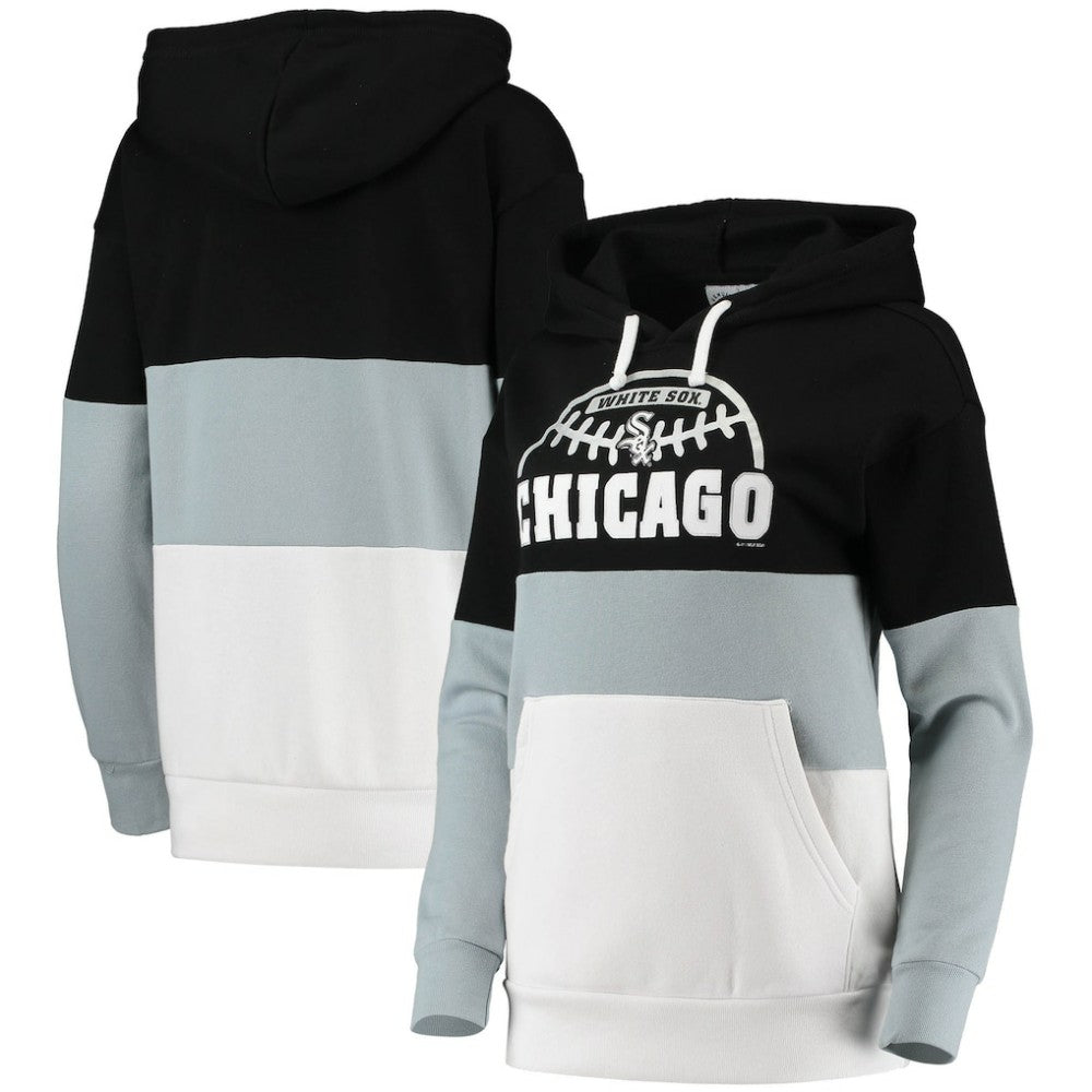 Black/Gray Chicago White Sox G-III Sports by Carl Banks Women's Block and Tackle Colorblock Pullover Hoodie