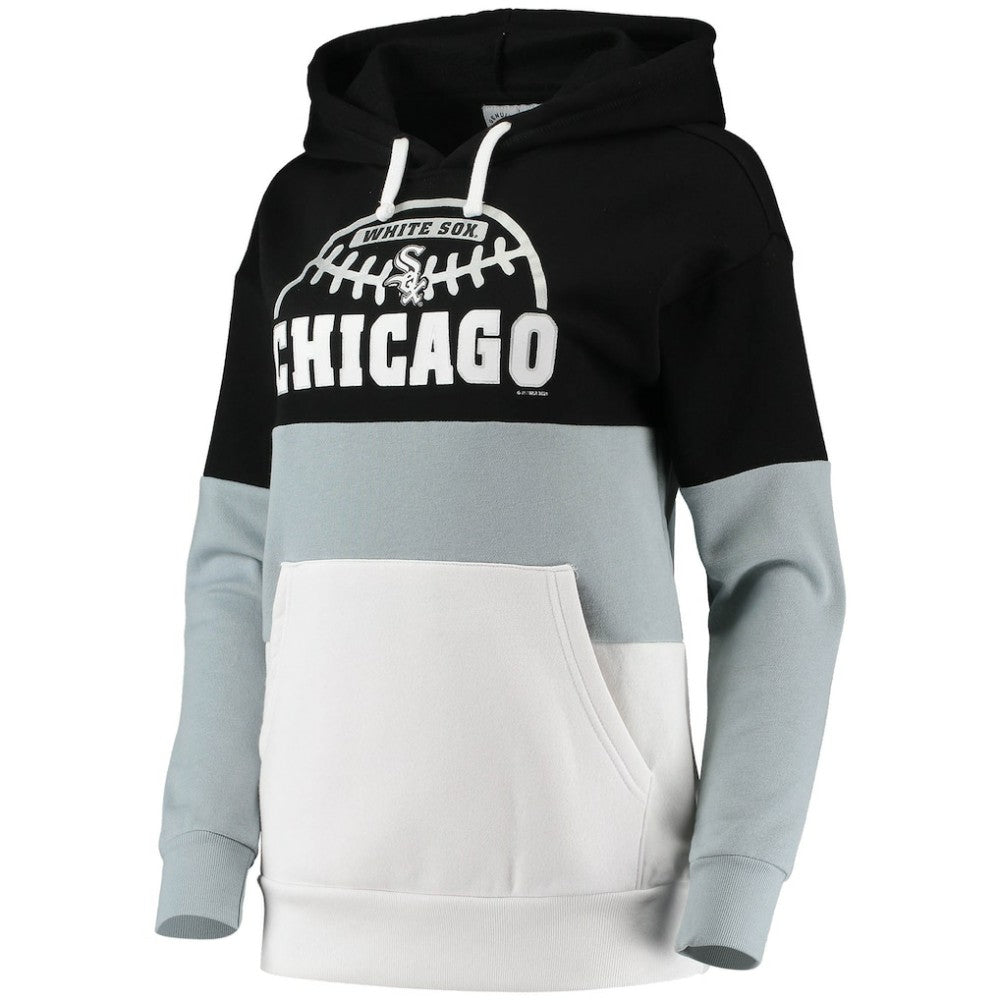 Black/Gray Chicago White Sox G-III Sports by Carl Banks Women's Block and Tackle Colorblock Pullover Hoodie