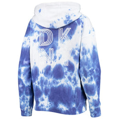 White/Royal Chicago Cubs DKNY Sport Women's Dakota Tie-Dye Half-Zip Hoodie