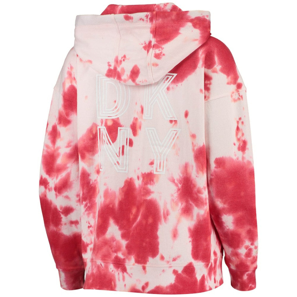 White/Red Washington Nationals DKNY Sport Women's Dakota Tie-Dye Half-Zip Hoodie