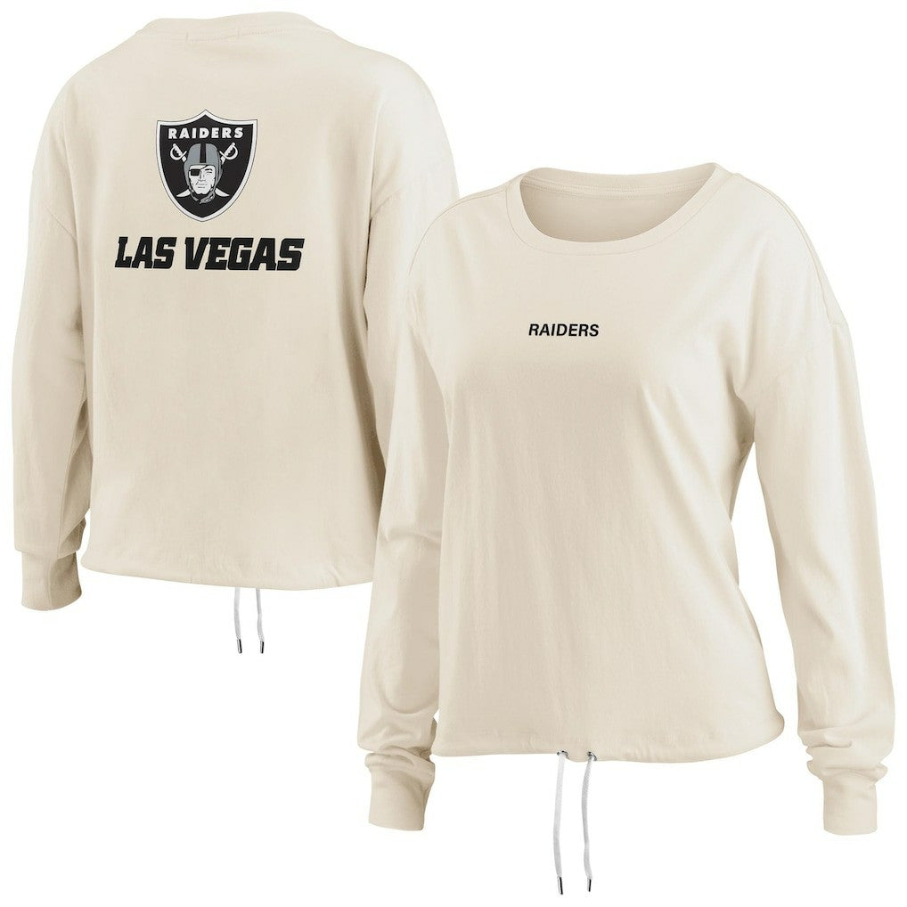 WEAR by Erin Andrews Women's Long Sleeve Crop Top Shirt - Las Vegas Raiders Tops