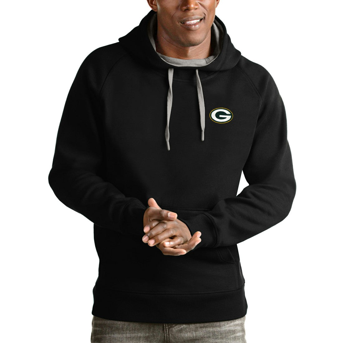 Antigua Logo Victory Pullover Hoodie - Green Bay Packers Hoodies