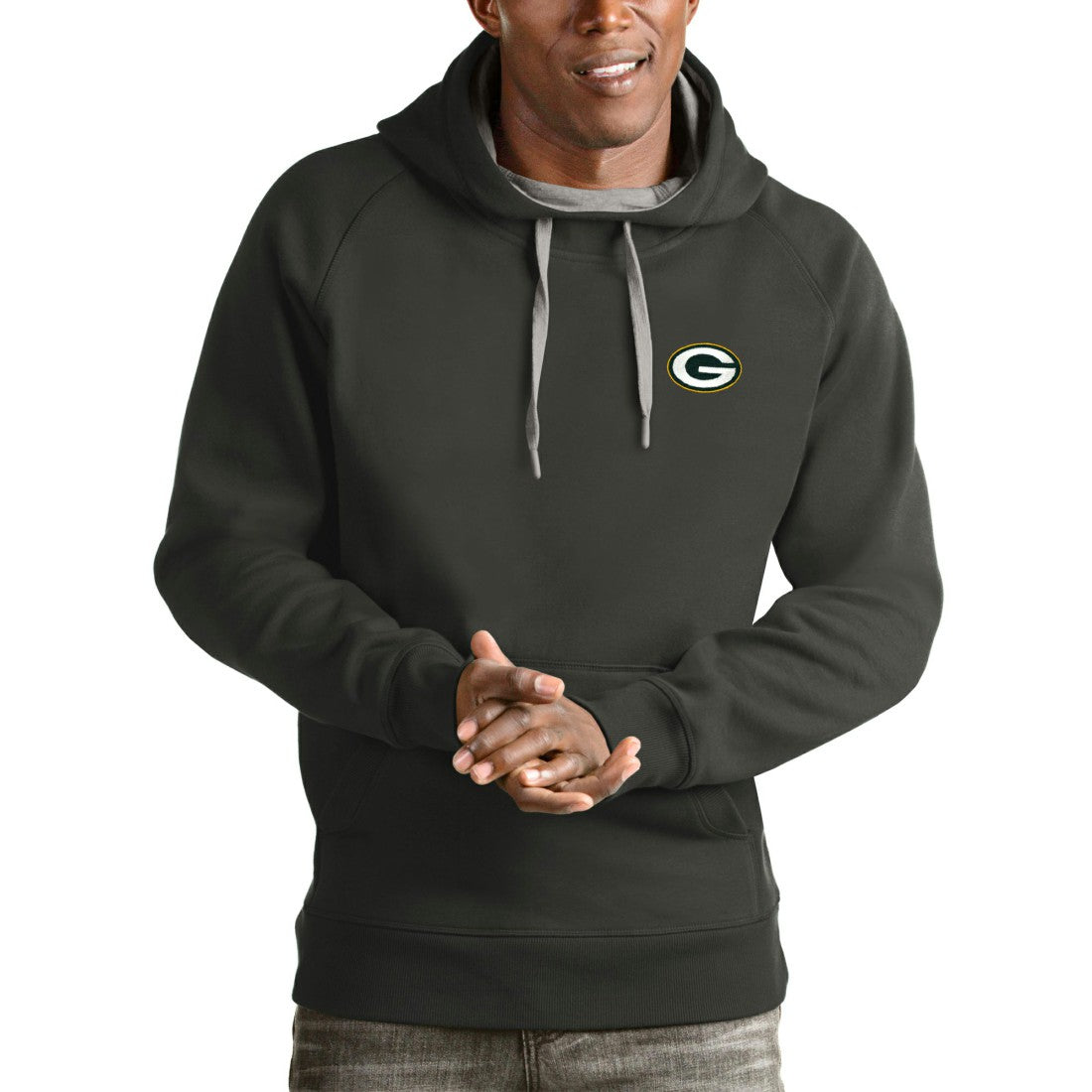 Antigua Logo Victory Pullover Hoodie - Green Bay Packers Hoodies