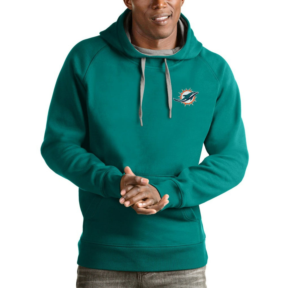 Antigua Logo Victory Pullover Hoodie - Miami Dolphins Hoodies