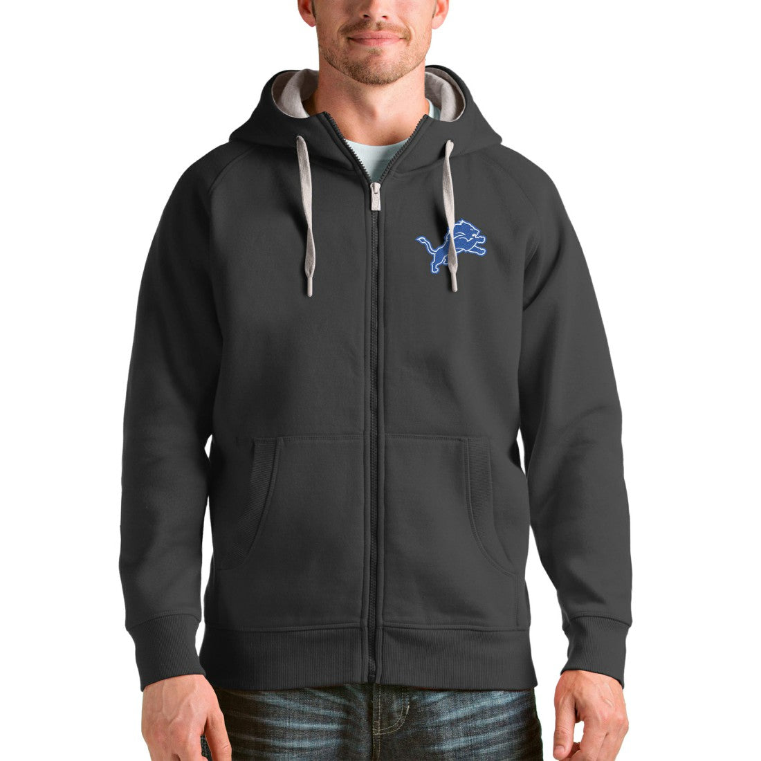 Antigua Victory Full-Zip Hoodie - Detroit Lions Hoodies