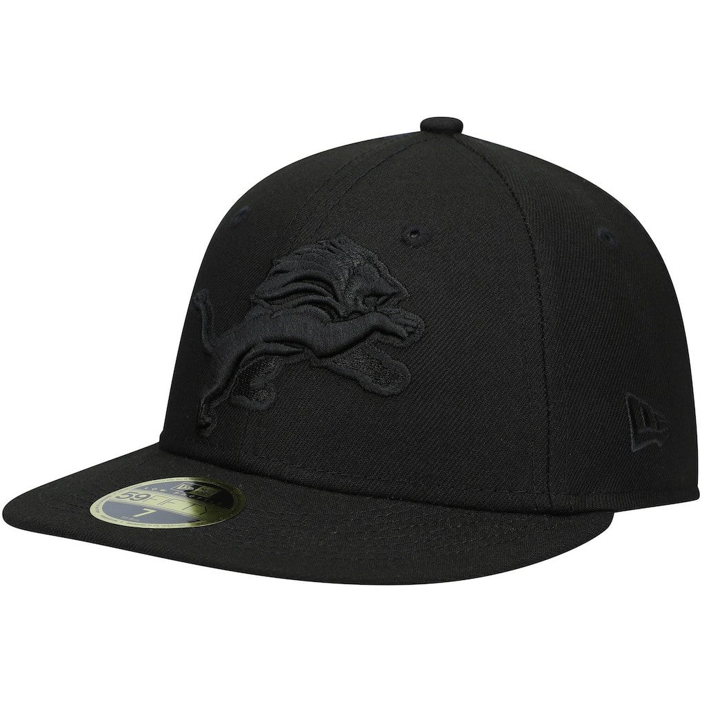 Black on Black Low Profile 59FIFTY II Fitted Hat - Detroit Lions Hats