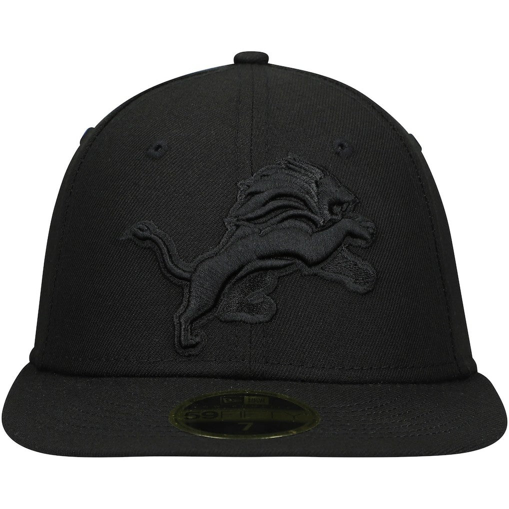 Black on Black Low Profile 59FIFTY II Fitted Hat - Detroit Lions Hats