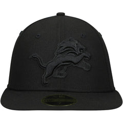 Black on Black Low Profile 59FIFTY II Fitted Hat - Detroit Lions Hats