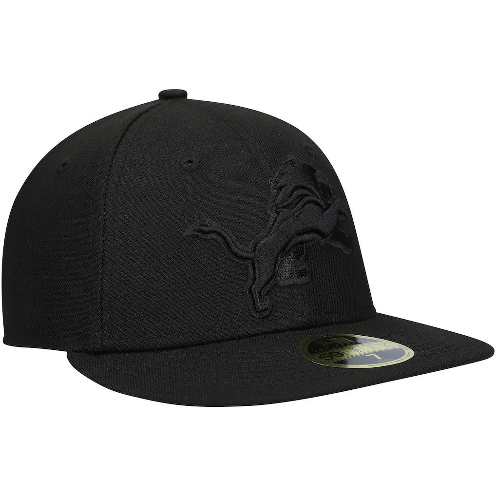 Black on Black Low Profile 59FIFTY II Fitted Hat - Detroit Lions Hats