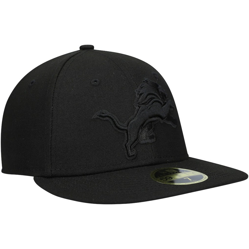 Black on Black Low Profile 59FIFTY II Fitted Hat - Detroit Lions Hats