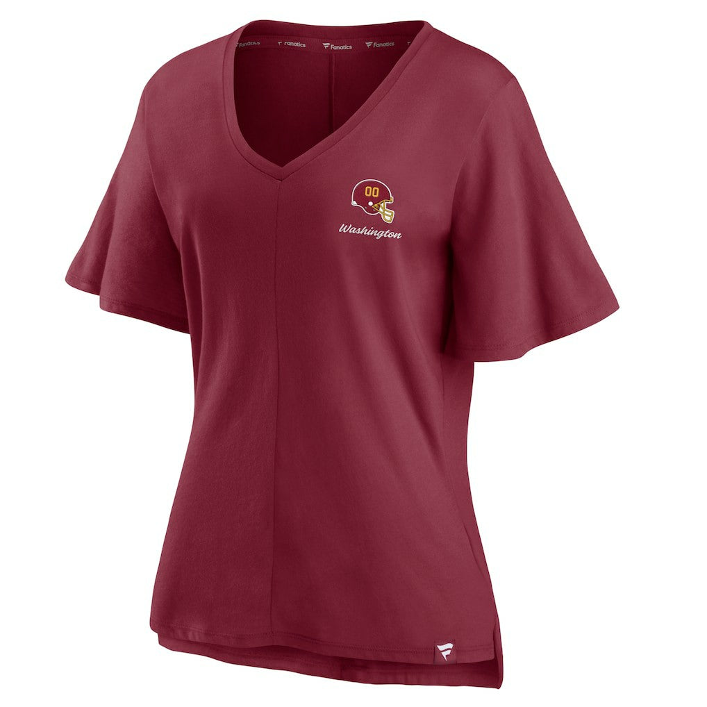 Washington Football Team Women's Southpaw Flutter V-Neck T-Shirt - Washington Commanders T-shirts