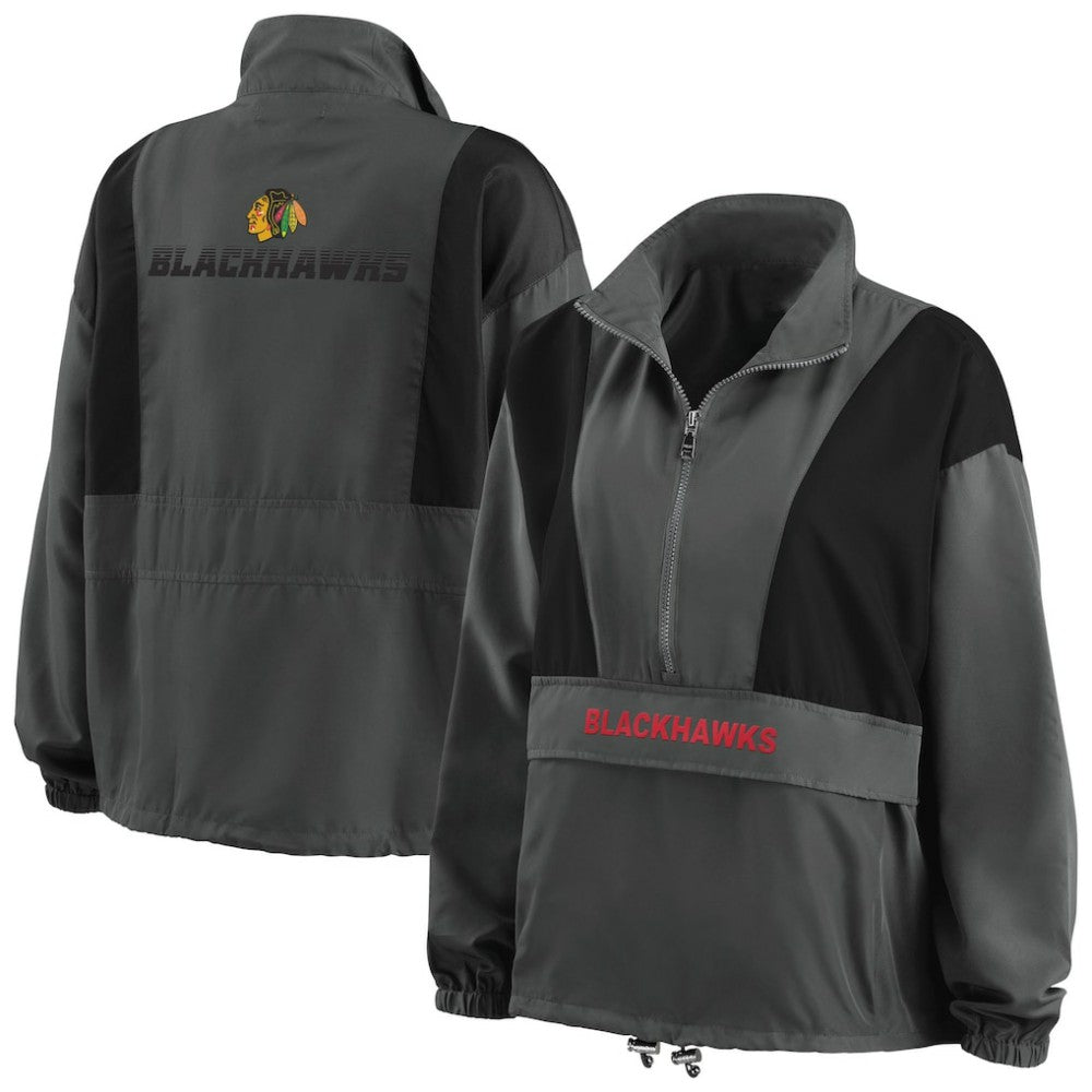 NHL Chicago Blackhawks WEAR by Erin Andrews Women's Popover Packable Half-Zip Jacket