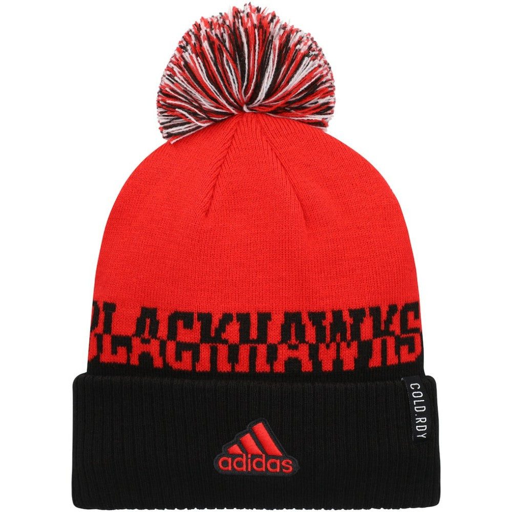 NHL Chicago Blackhawks adidas COLD.RDY Cuffed Knit Hat with Pom