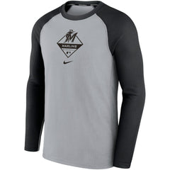 Gray/Black Miami Marlins Nike Game Authentic Collection Performance Raglan Long Sleeve T-Shirt