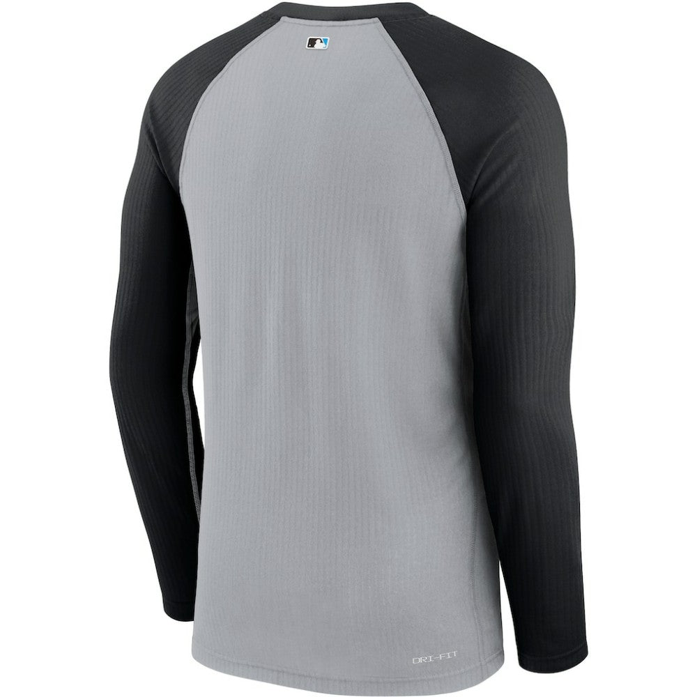 Gray/Black Miami Marlins Nike Game Authentic Collection Performance Raglan Long Sleeve T-Shirt