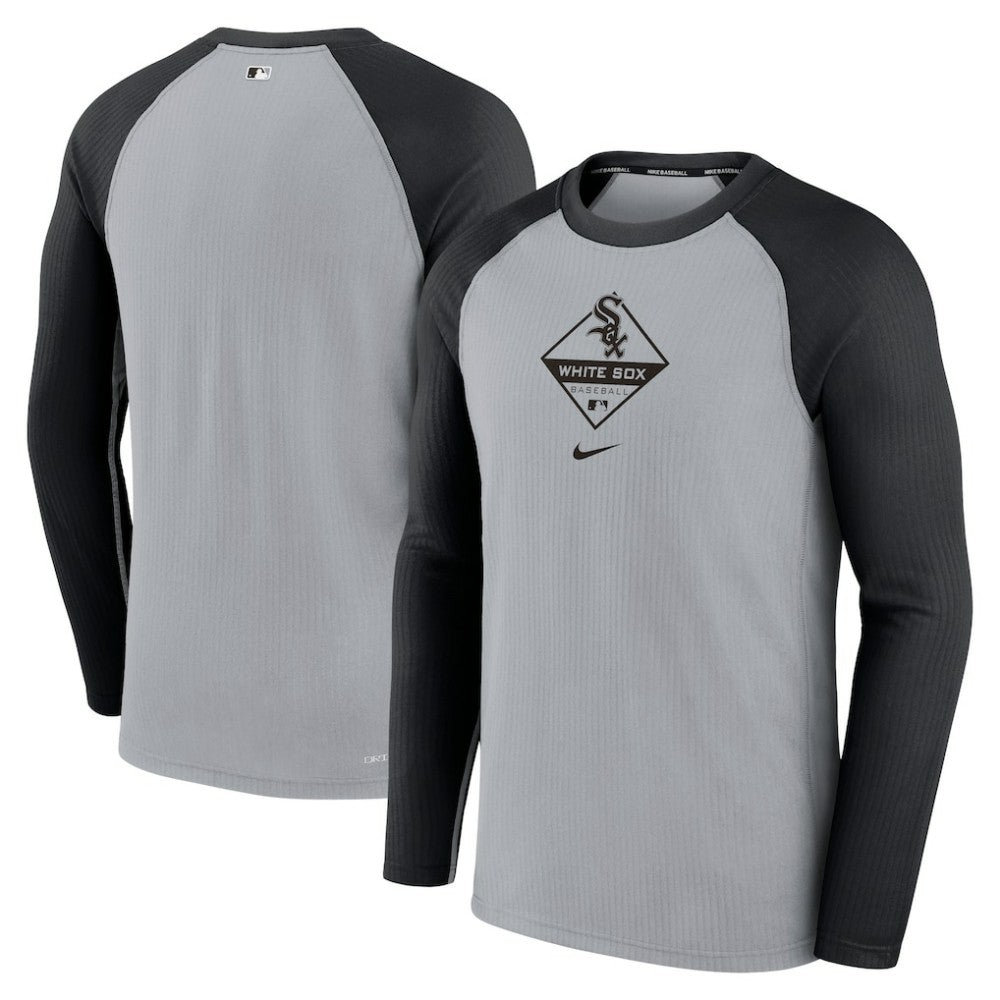 Gray/Black Chicago White Sox Nike Game Authentic Collection Performance Raglan Long Sleeve T-Shirt