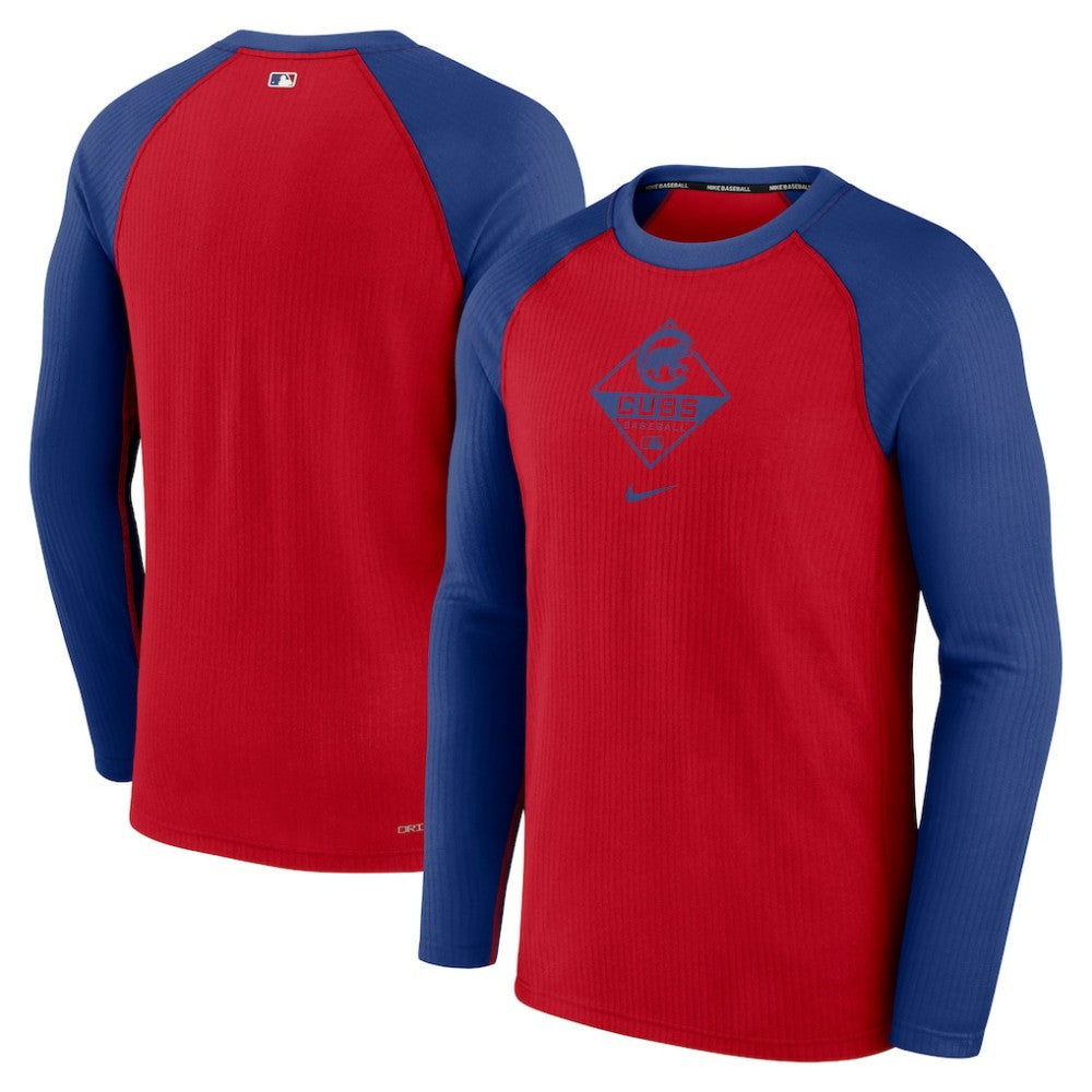 Red/Royal Chicago Cubs Nike Game Authentic Collection Performance Raglan Long Sleeve T-Shirt