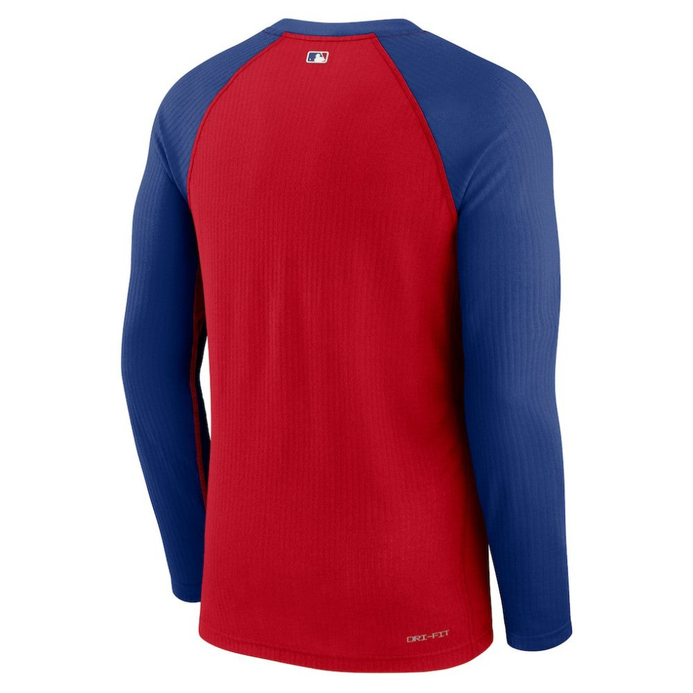 Red/Royal Chicago Cubs Nike Game Authentic Collection Performance Raglan Long Sleeve T-Shirt