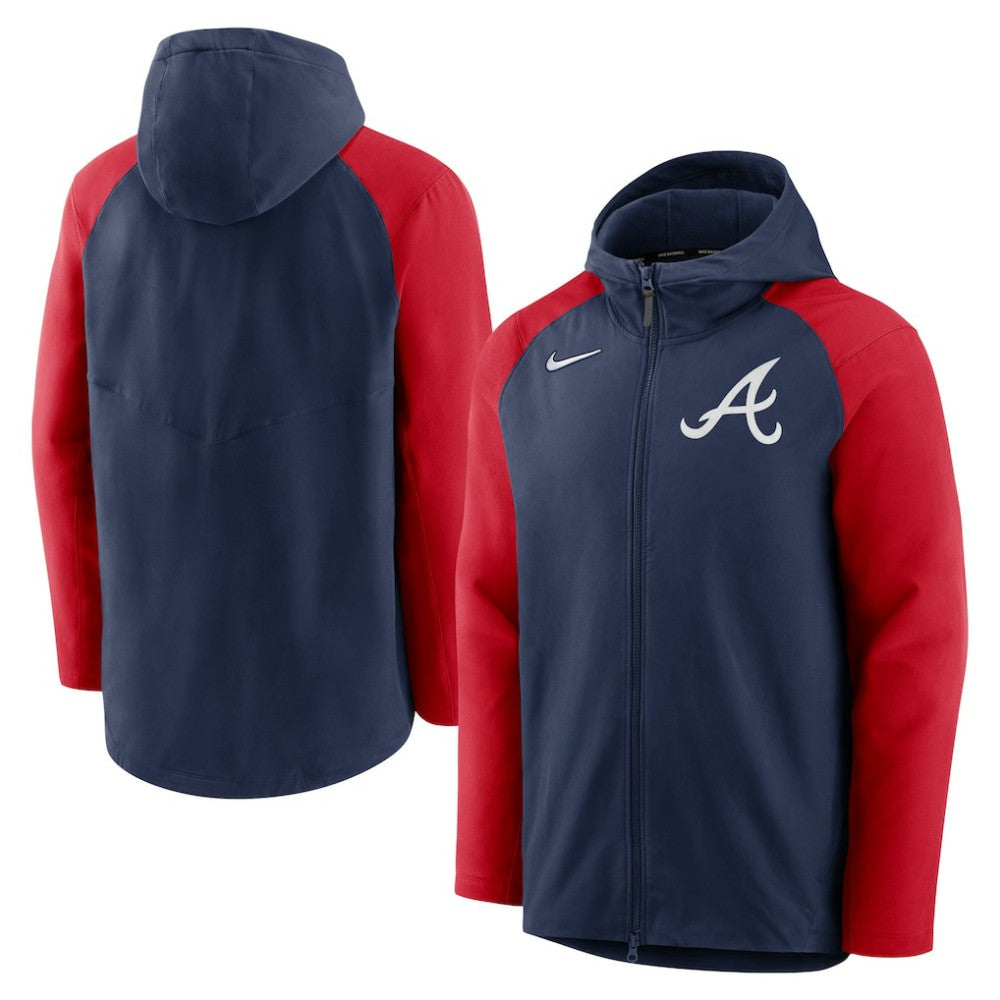Navy/Red Atlanta Braves Nike Authentic Collection Performance Raglan Full-Zip Hoodie