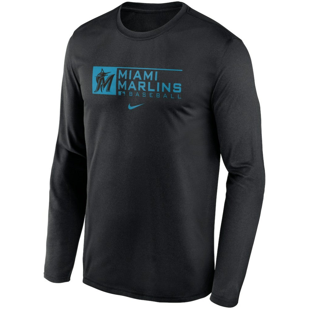 Black Miami Marlins Nike Authentic Collection Performance Long Sleeve T-Shirt