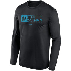 Black Miami Marlins Nike Authentic Collection Performance Long Sleeve T-Shirt