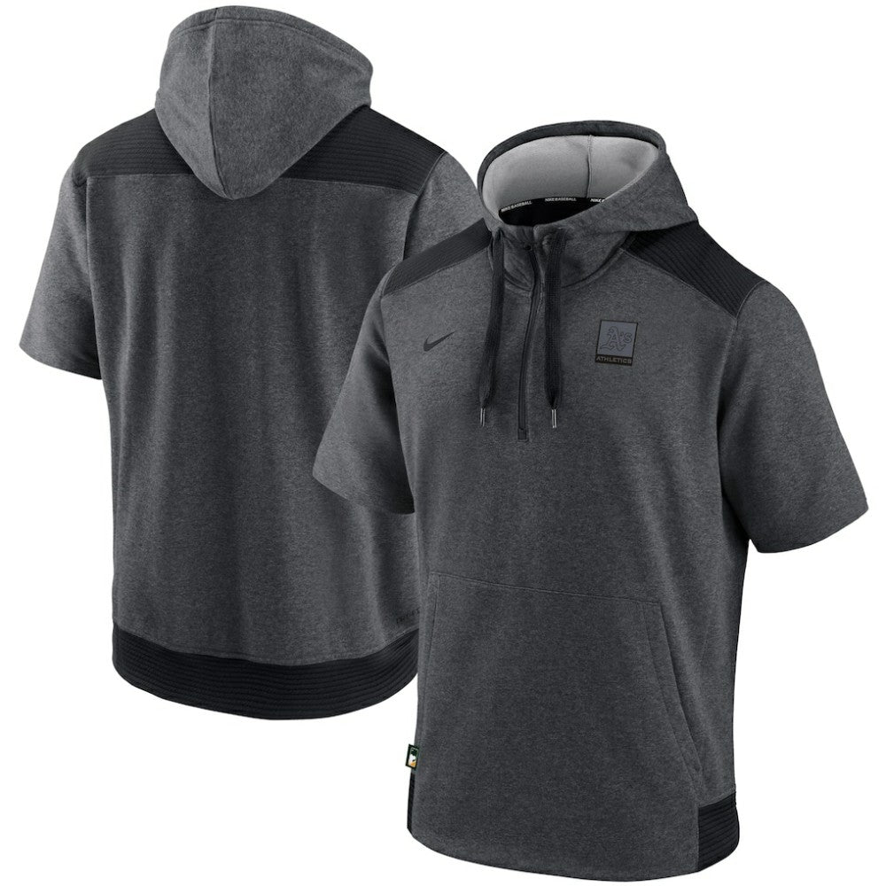 Heathered Charcoal/Black Athletics Nike Authentic Collection Dry Flux Performance Quarter-Zip Short Sleeve Hoodie