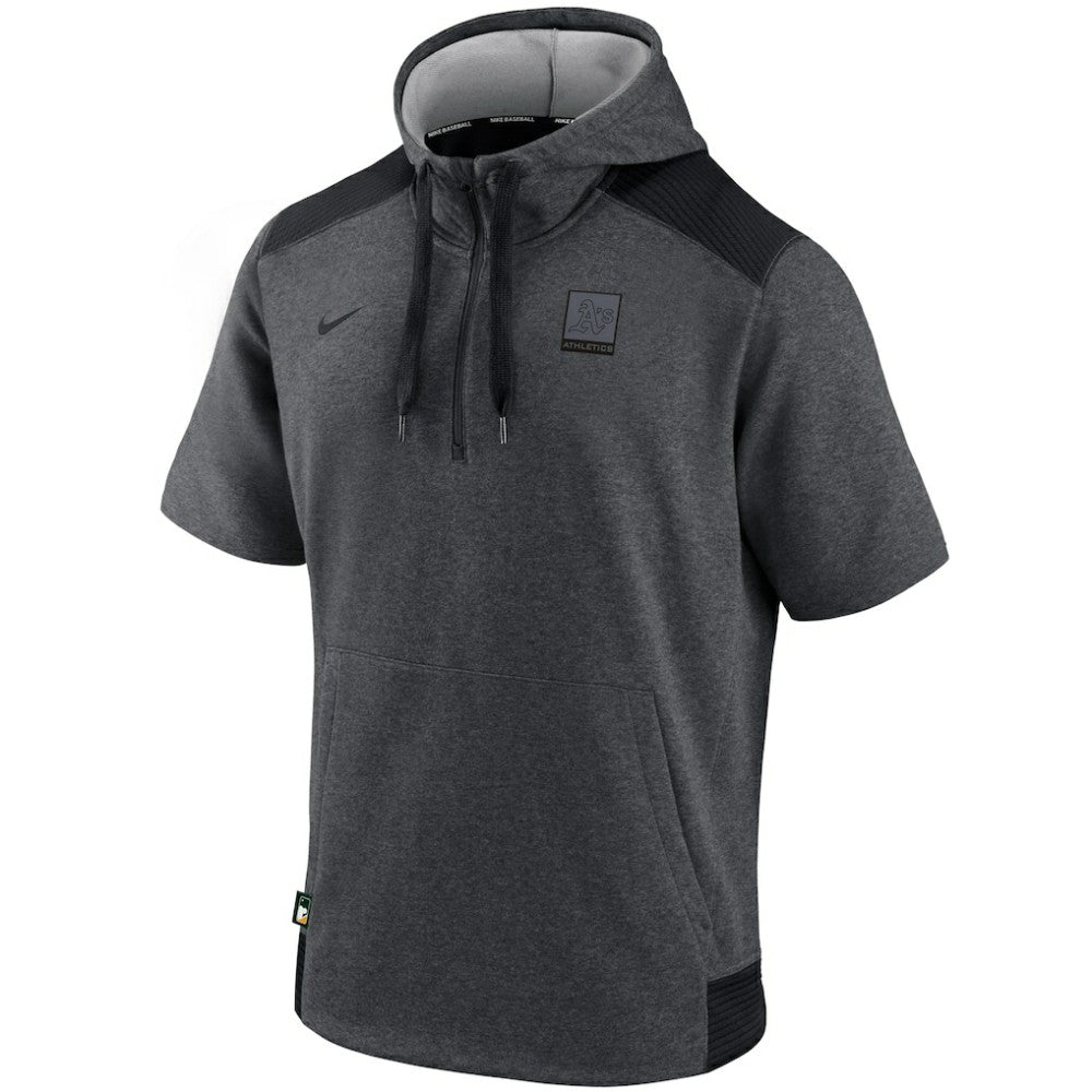 Heathered Charcoal/Black Athletics Nike Authentic Collection Dry Flux Performance Quarter-Zip Short Sleeve Hoodie