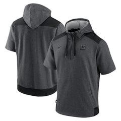 Heathered Charcoal/Black Miami Marlins Nike Authentic Collection Dry Flux Performance Quarter-Zip Short Sleeve Hoodie