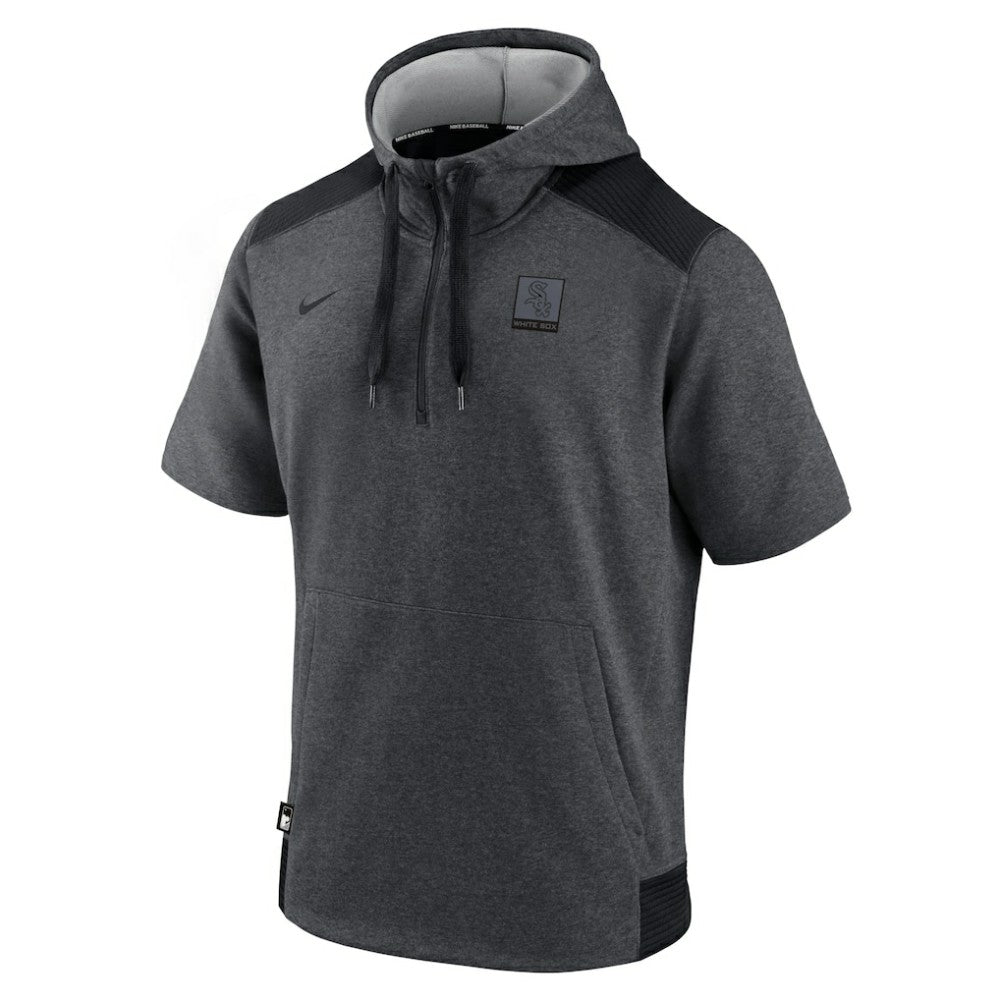 Heathered Charcoal/Black Chicago White Sox Nike Authentic Collection Dry Flux Performance Quarter-Zip Short Sleeve Hoodie