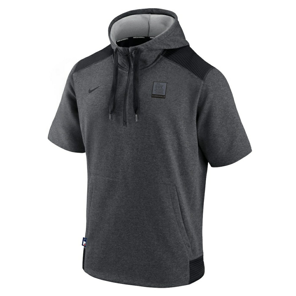 Heathered Charcoal/Black St. Louis Cardinals Nike Authentic Collection Dry Flux Performance Quarter-Zip Short Sleeve Hoodie