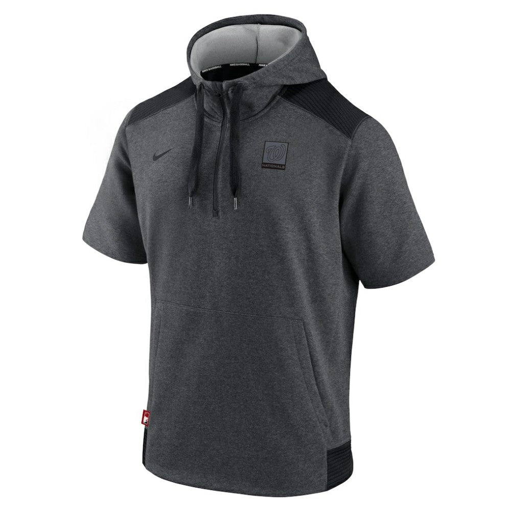 Heathered Charcoal/Black Washington Nationals Nike Authentic Collection Dry Flux Performance Quarter-Zip Short Sleeve Hoodie