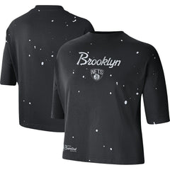 Nike Brooklyn Nets Women's Courtside Splatter Cropped T-Shirt