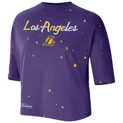 Nike Los Angeles Lakers Women's Courtside Splatter Cropped T-Shirt