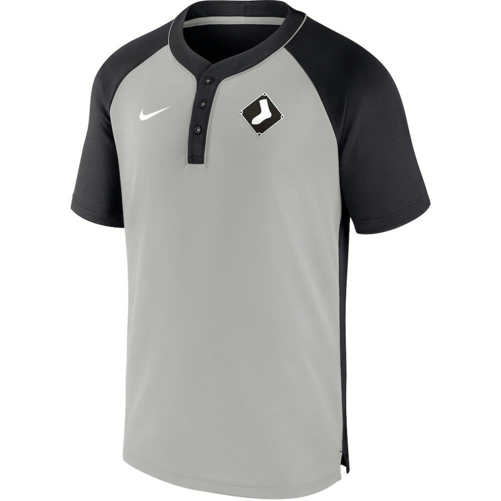 Black/Silver Chicago White Sox Nike City Plate Performance Henley Raglan T-Shirt