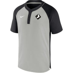 Black/Silver Chicago White Sox Nike City Plate Performance Henley Raglan T-Shirt