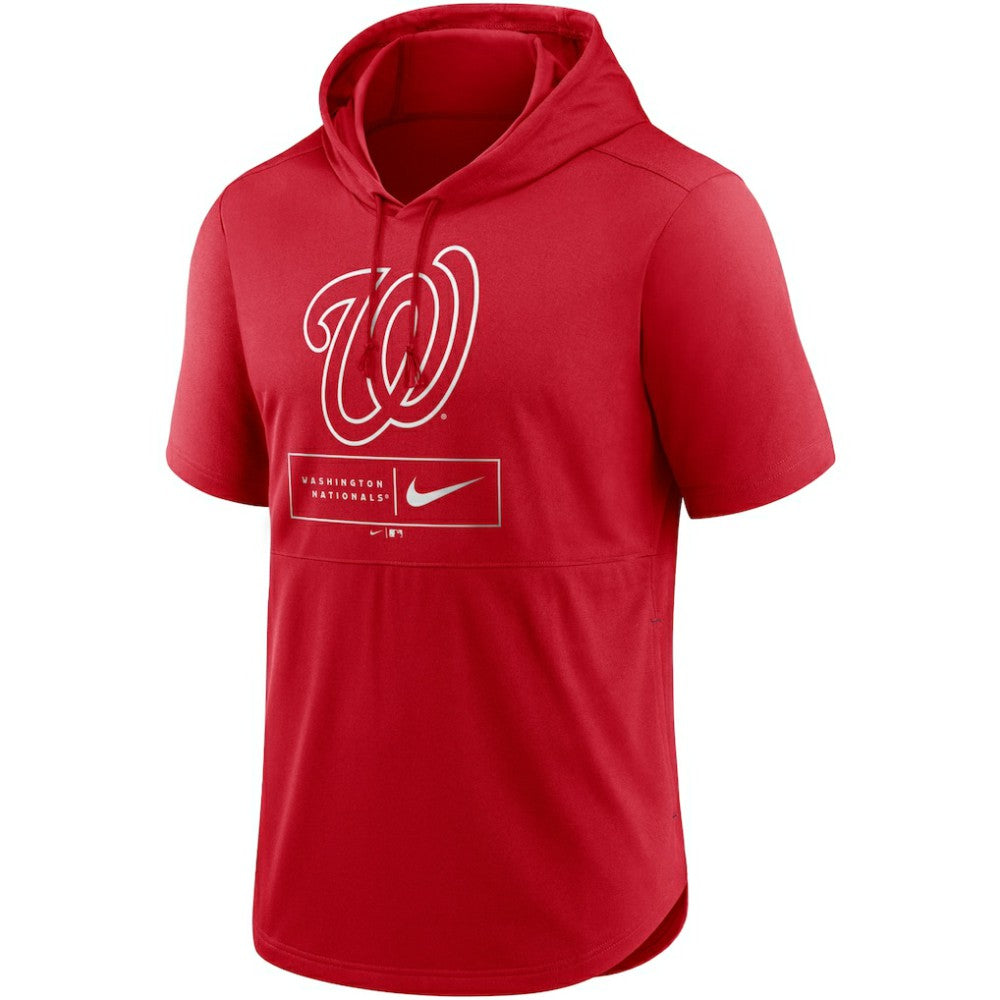 Red Washington Nationals Nike Lockup Performance Short Sleeve Lightweight Hooded Top