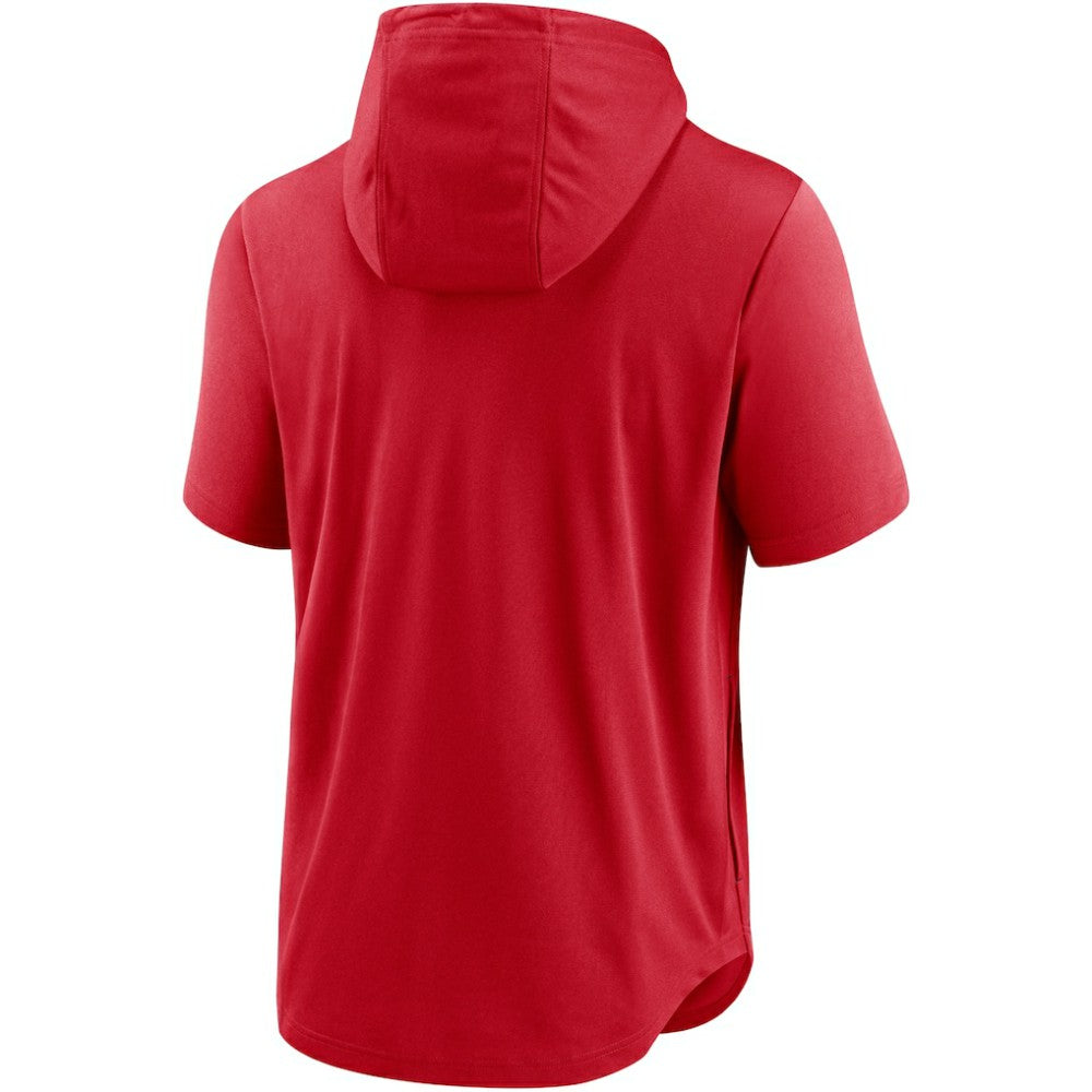 Red Washington Nationals Nike Lockup Performance Short Sleeve Lightweight Hooded Top