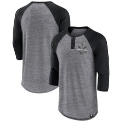 Heathered Gray/Black Chicago White Sox Fanatics Iconic Above Heat Speckled Raglan Henley 3/4 Sleeve T-Shirt
