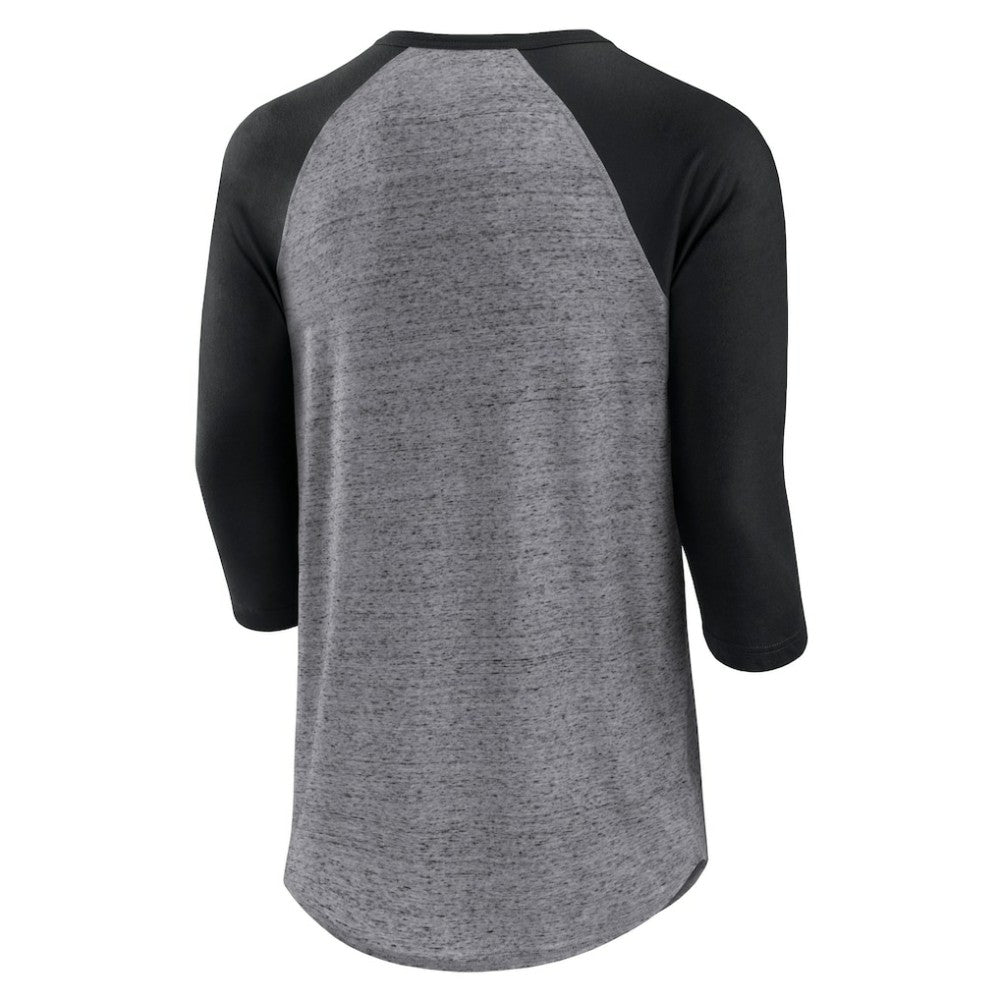 Heathered Gray/Black Chicago White Sox Fanatics Iconic Above Heat Speckled Raglan Henley 3/4 Sleeve T-Shirt