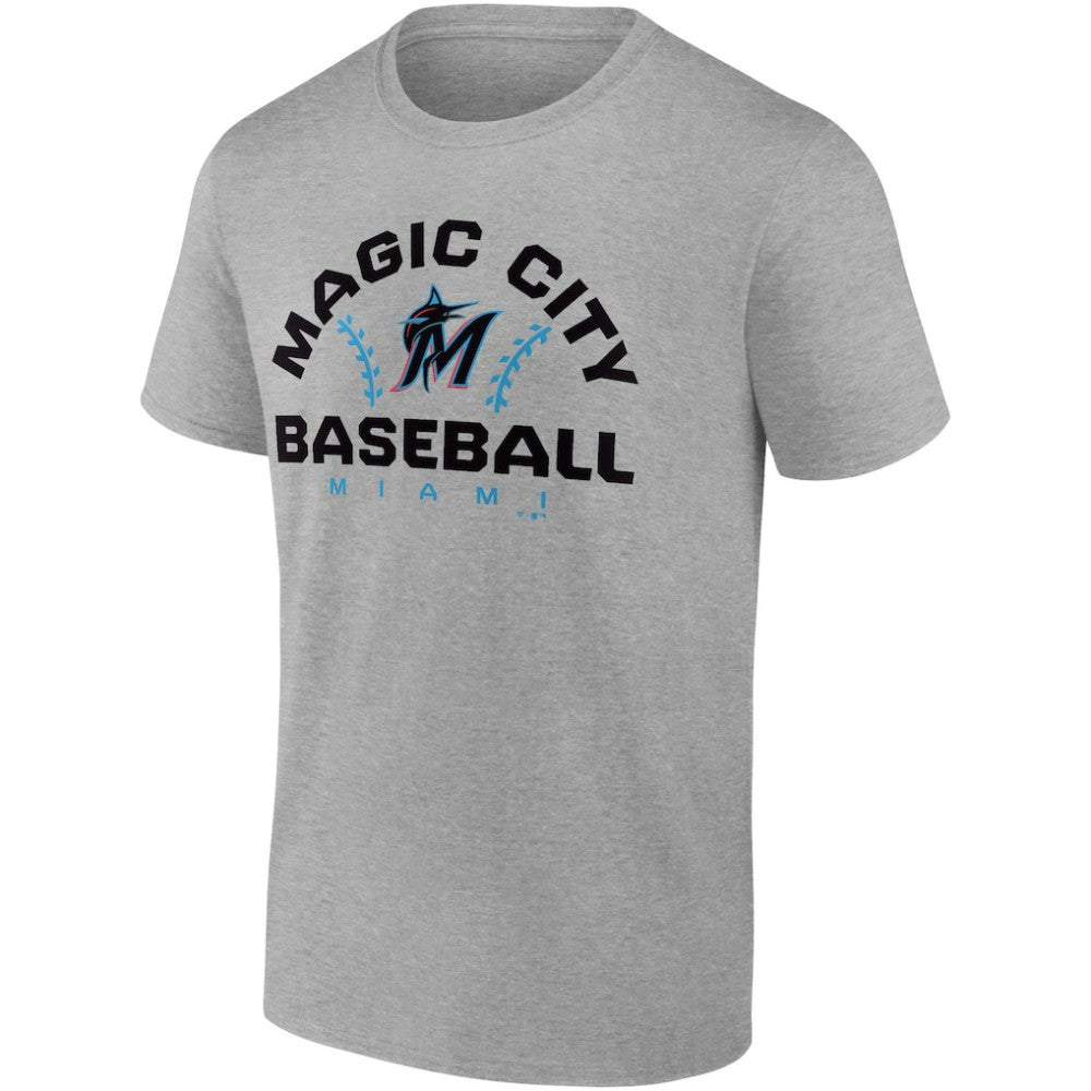 Heathered Gray Miami Marlins Fanatics Iconic Go for Two T-Shirt