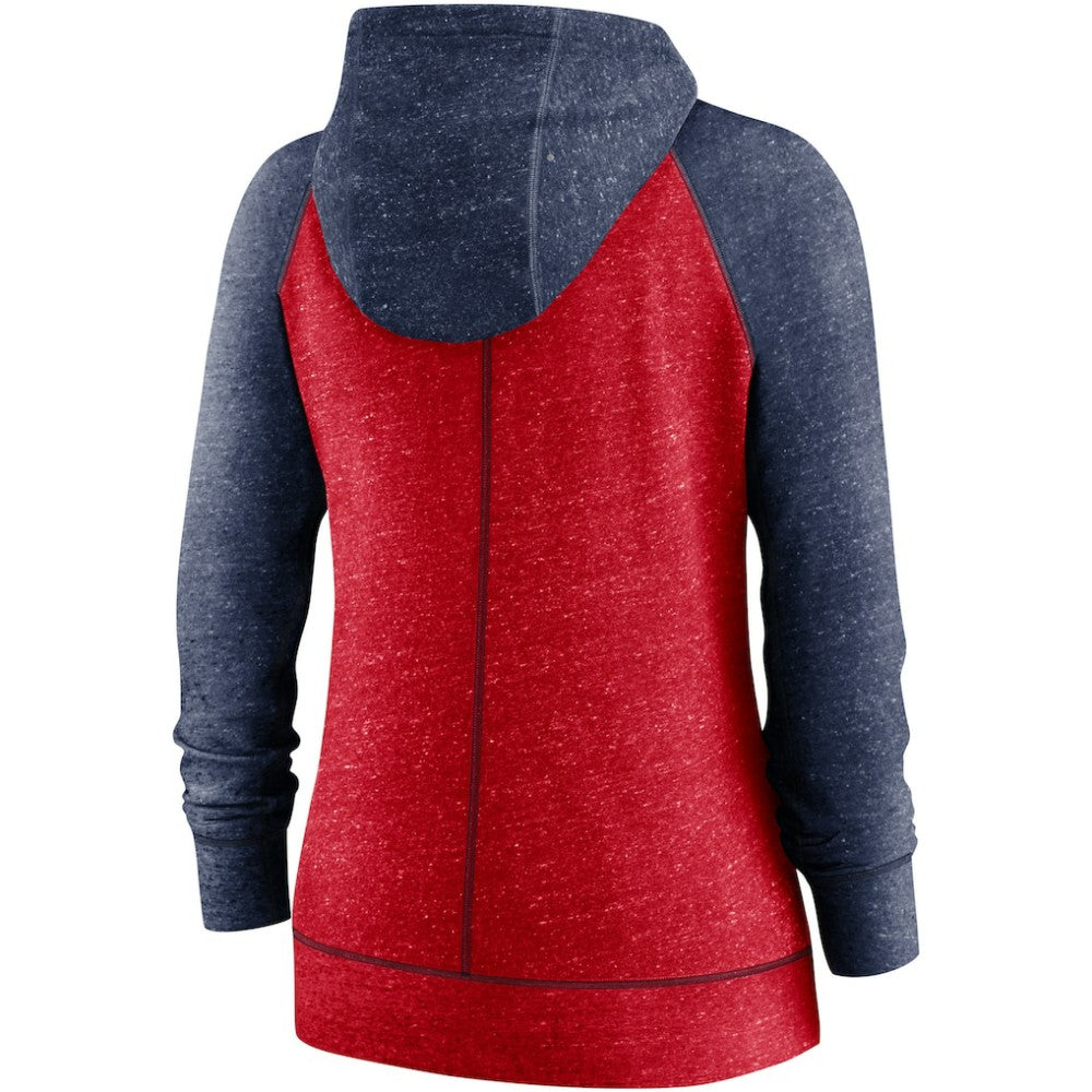 Heather Red/Heather Navy St. Louis Cardinals Nike Women's Split Wordmark Gym Vintage Raglan Lightweight Full-Zip Hoodie