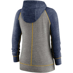 Heather Charcoal/Heather Navy Milwaukee Brewers Nike Women's Split Wordmark Gym Vintage Raglan Lightweight Full-Zip Hoodie