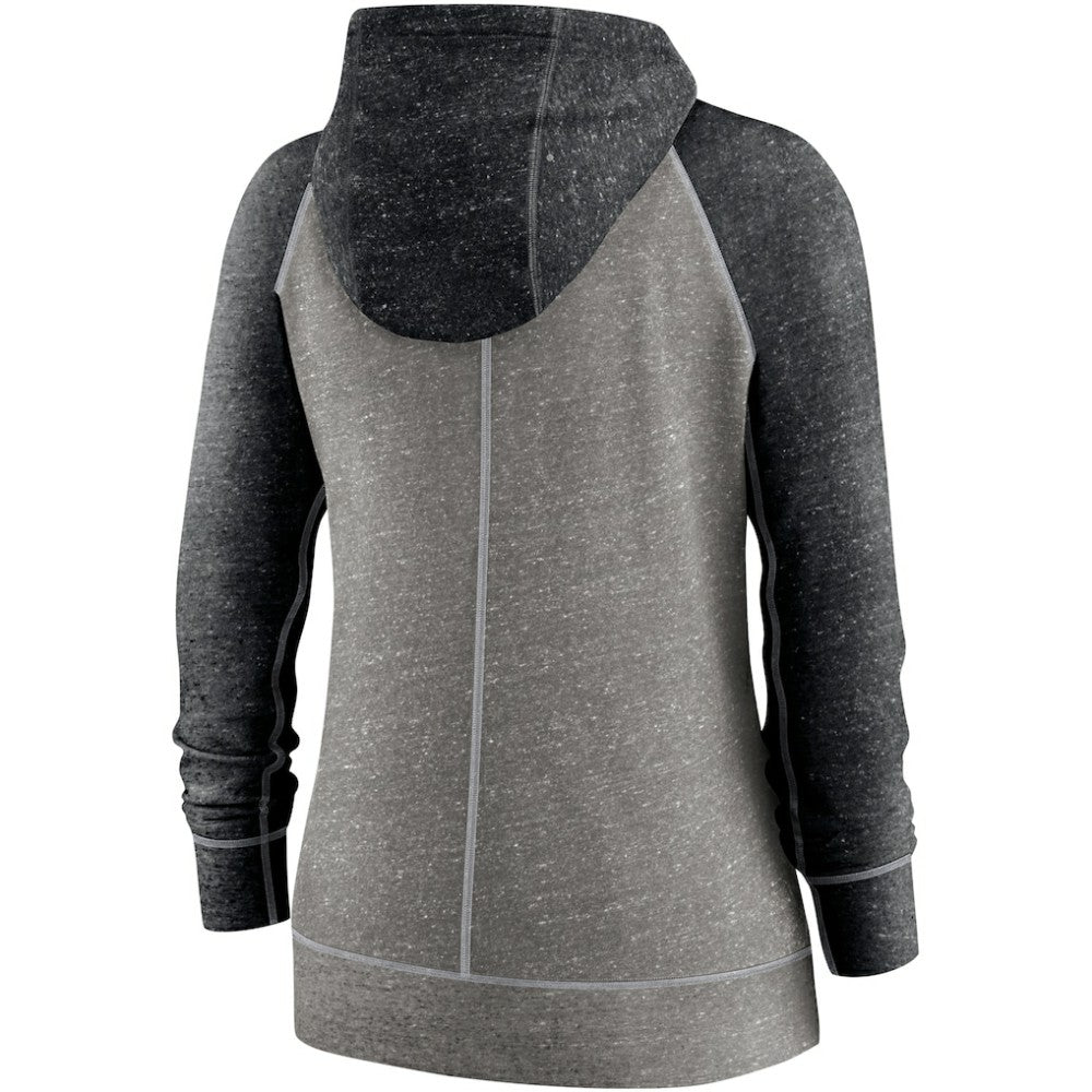 Heather Charcoal/Heather Black Chicago White Sox Nike Women's Split Wordmark Gym Vintage Raglan Lightweight Full-Zip Hoodie