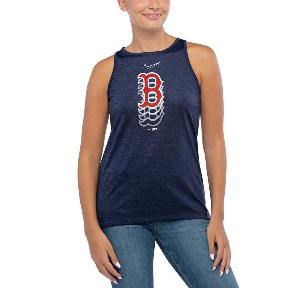 Navy Boston Red Sox Nike Women's Logo Fade High Neck Performance Tank Top