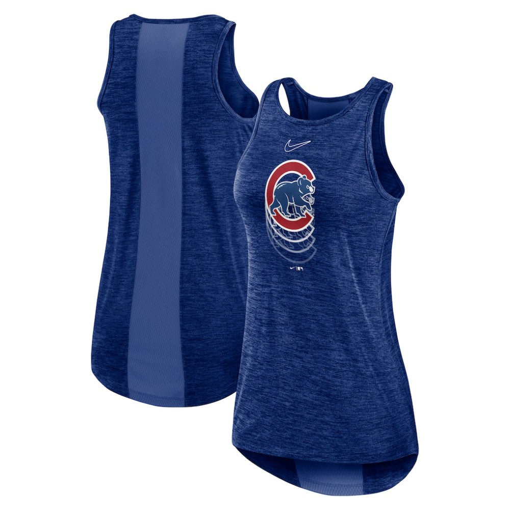 Royal Chicago Cubs Nike Women's Logo Fade High Neck Performance Tank Top
