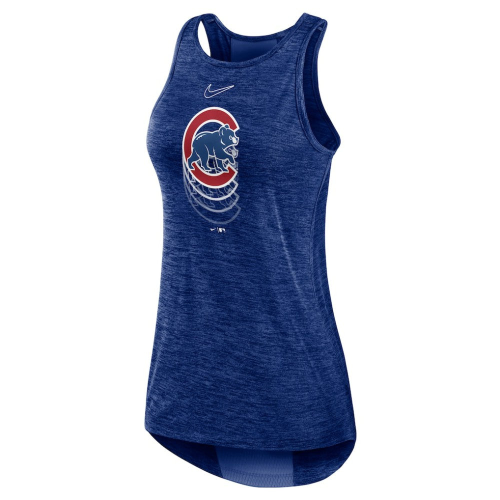 Royal Chicago Cubs Nike Women's Logo Fade High Neck Performance Tank Top