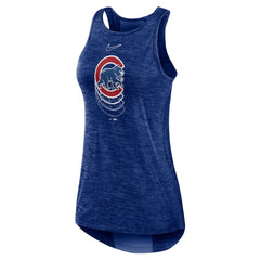Royal Chicago Cubs Nike Women's Logo Fade High Neck Performance Tank Top