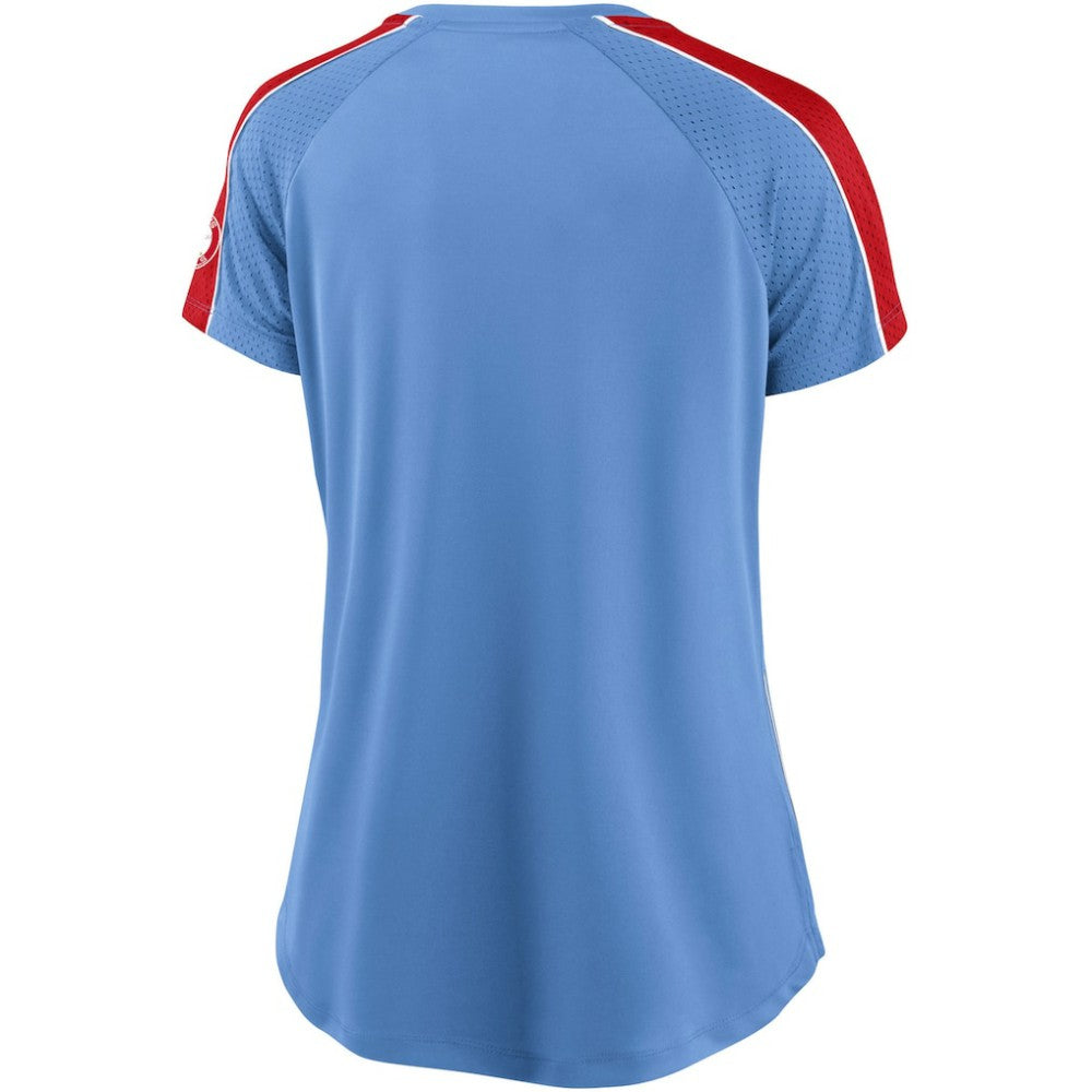 St. Louis Cardinals Fanatics Women's Light Blue/Red True Classic League Diva Pinstripe Raglan V-Neck T-Shirt