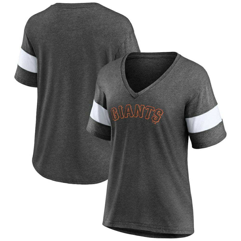 Heathered Charcoal San Francisco Giants Fanatics Women's Wordmark V-Neck Tri-Blend T-Shirt